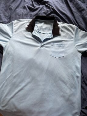 Umpire Light Blue Polo with Contrast Collar
